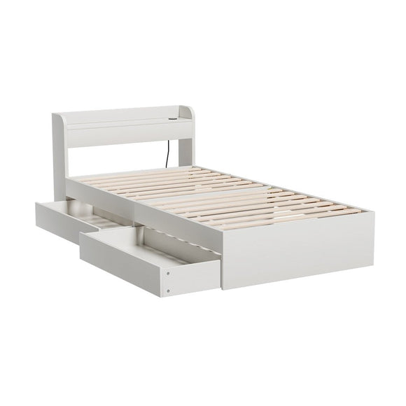 Artiss Bed Frame Single Size Mattress Base wtih Charging Ports 2 Storage Drawers - RnR Galore