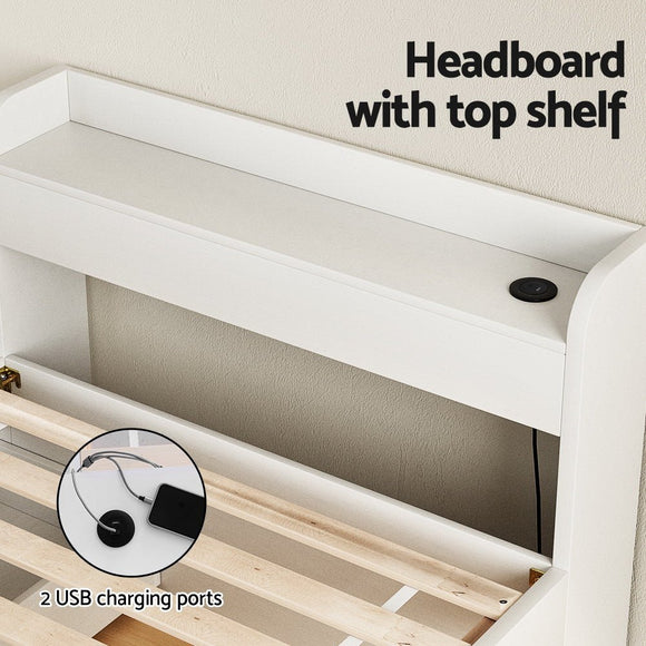 Artiss Bed Frame Single Size with Charging Ports and 2 Drawers AURA - RnR Galore