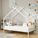 Artiss Bed Frame Wooden Base Kids Single Timber House Beds White - RnR Galore