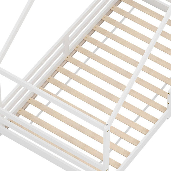 Artiss Bed Frame Wooden Kids Single House Frame White AMOS - RnR Galore