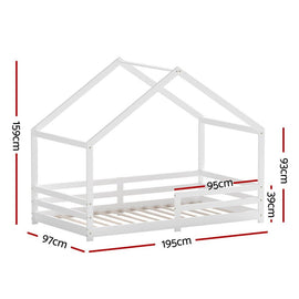 Artiss Bed Frame Wooden Kids Single House Frame White AMOS - RnR Galore
