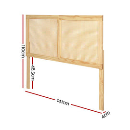 Artiss Bed Head Headboard Double Rattan - RIBO Pine - RnR Galore