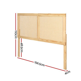 Artiss Bed Head Headboard Queen Rattan - RIBO Pine - RnR Galore