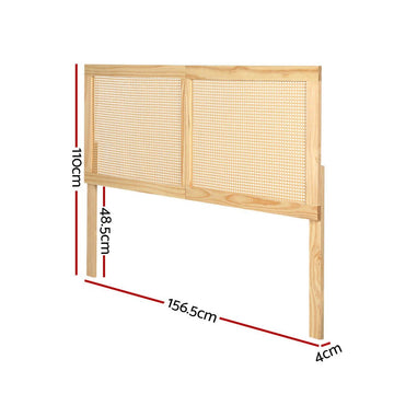 Artiss Bed Head Headboard Queen Rattan - RIBO Pine - RnR Galore