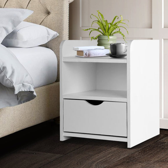 Artiss Bedside Table 1 Drawer with Shelf - FARA White - RnR Galore
