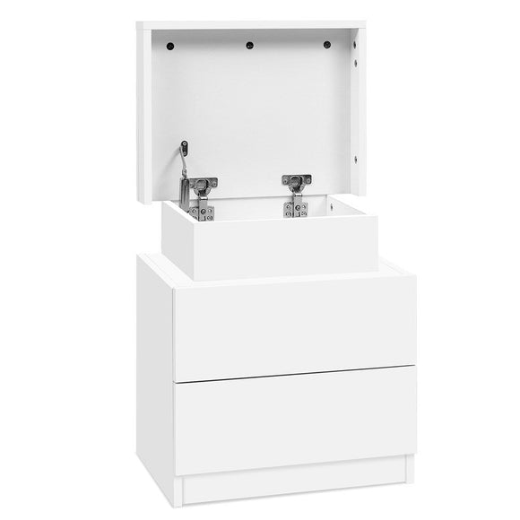 Artiss Bedside Table 2 Drawers Lift - up Storage - COLEY White - RnR Galore