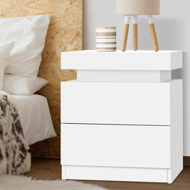 Artiss Bedside Table 2 Drawers Lift - up Storage - COLEY White - RnR Galore