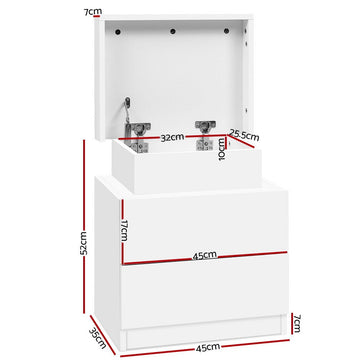 Artiss Bedside Table 2 Drawers Lift - up Storage - COLEY White - RnR Galore