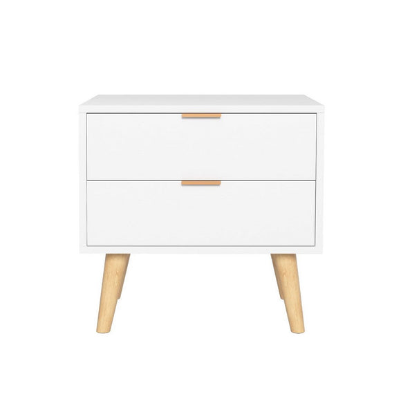 Artiss Bedside Table 2 Drawers - White - RnR Galore