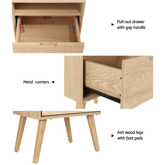 Artiss Bedside Table Drawers Side Table Shelf Storage Cabinet Nightstand GORR - RnR Galore
