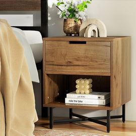 Artiss Bedside Table Drawers Side Table Shelf Storage Nightstand Rust Oak KRAVU - RnR Galore