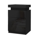 Artiss Bedside Table LED 3 Drawers - COLEY Black - RnR Galore