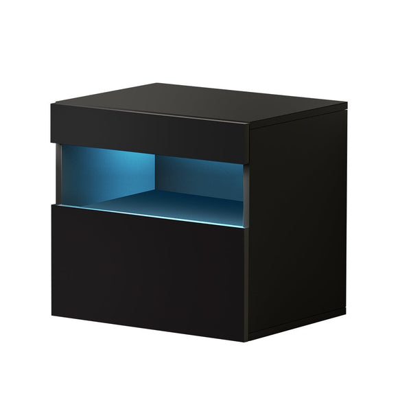 Artiss Bedside Table LED - HERES Black - RnR Galore