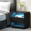 Artiss Bedside Table LED with 2 Shelves - HANA Black - RnR Galore