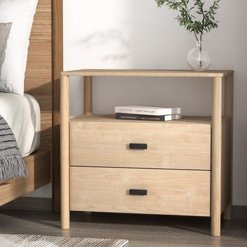 Artiss Bedside Table Nightstand 2 Drawers - Pine - RnR Galore