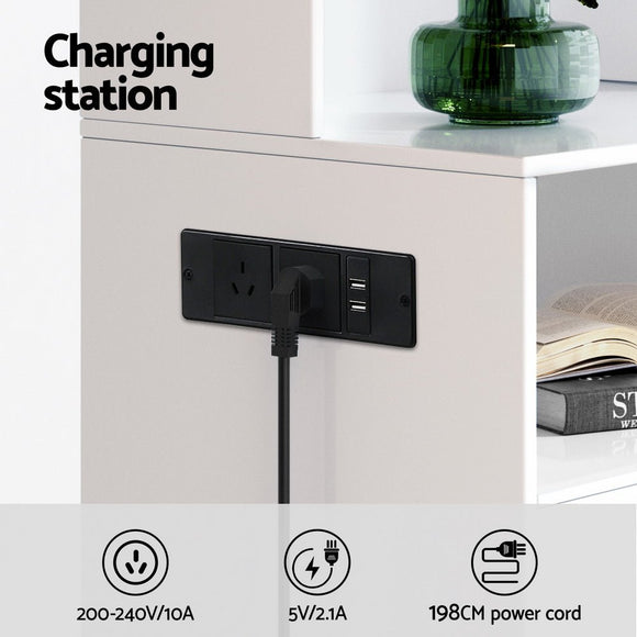 Artiss Bedside Table Nightstand Charging Station - RnR Galore