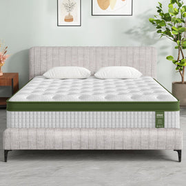 Artiss BedStory King Bed Frame with Mattress Set Platform Base Pocket Coil Linen Upholstered - RnR Galore