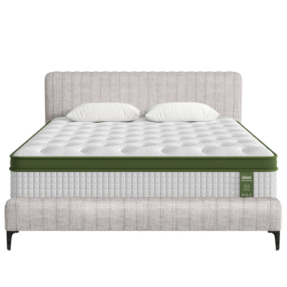 Artiss BedStory Queen Bed Frame with Mattress Set Platform Base Pocket Coil Linen Upholstered - RnR Galore