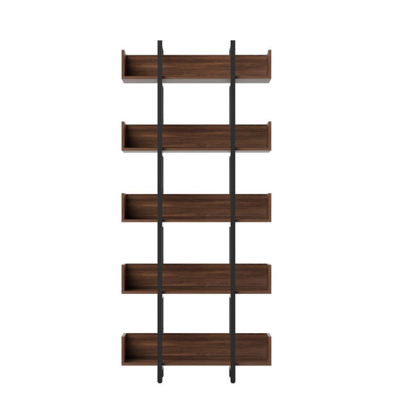 Artiss Bookshelf 5 - Tier Bookcase Display Shelves Metal Storage Stand Rack Walnut - RnR Galore