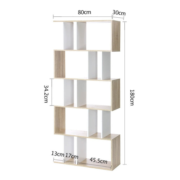 Artiss Bookshelf 5 Tiers - RITA White and Oak - RnR Galore