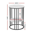 Artiss Coffee Table 2 - Tier Round Marble Effect - RnR Galore
