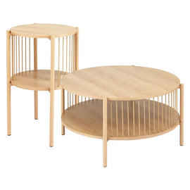 Artiss Coffee Table 2 - Tier Round Wood - RnR Galore