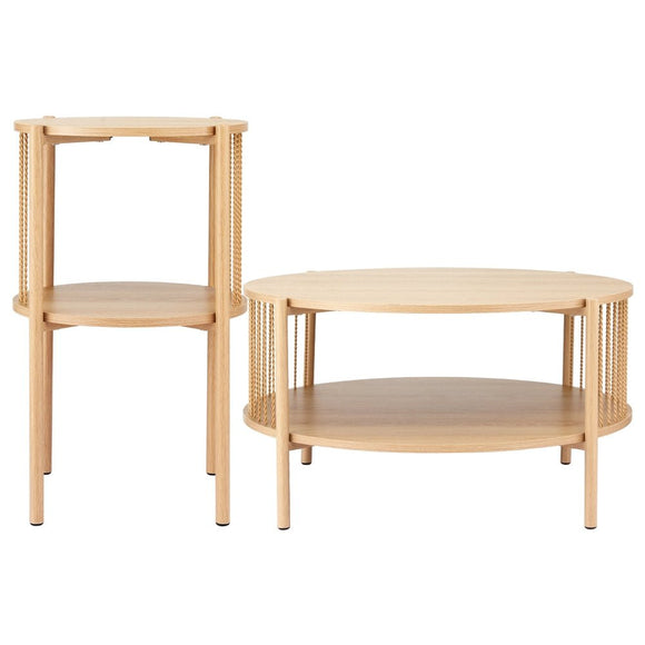 Artiss Coffee Table 2 - Tier Round Wood - RnR Galore