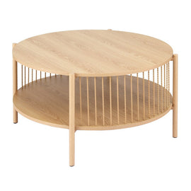 Artiss Coffee Table 2 - Tier Round Wood - RnR Galore