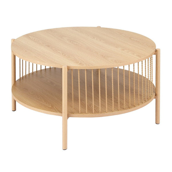 Artiss Coffee Table 2 - Tier Round Wood - RnR Galore