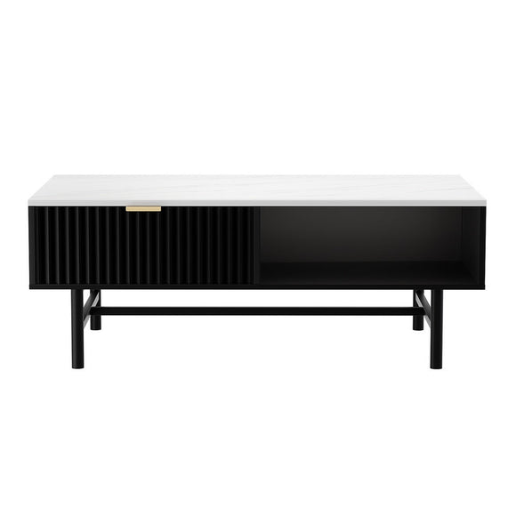 Artiss Coffee Table Drawer Storage Shelf Black - RnR Galore