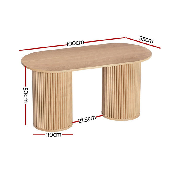 Artiss Coffee Table Oval 100CM Pine Samuel - RnR Galore