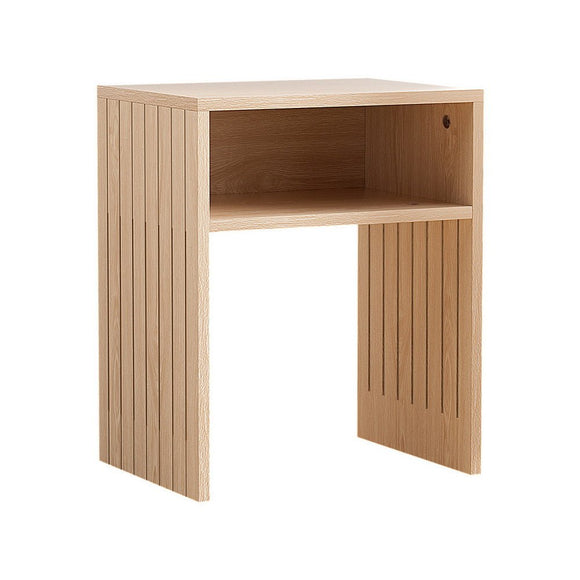Artiss Coffee Table Storage Shelf Fluted Side Pine - RnR Galore