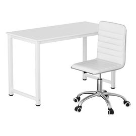 Artiss Computer Desk 120cm Executive Office Chairs Set PU Leather Low Back White - RnR Galore