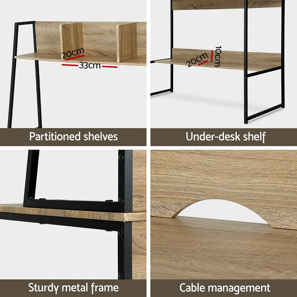 Artiss Computer Desk Bookshelf Storage 100CM Oak - RnR Galore