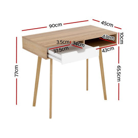 Artiss Computer Desk Drawer Cabinet Shelf Oak 90CM - RnR Galore