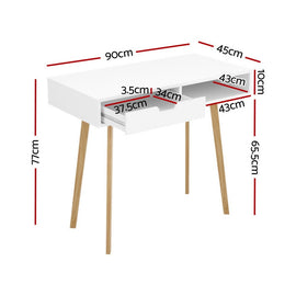 Artiss Computer Desk Drawer Cabinet Shelf White 90CM - RnR Galore