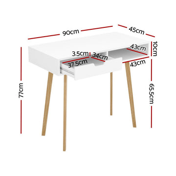Artiss Computer Desk Drawer Cabinet Shelf White 90CM - RnR Galore