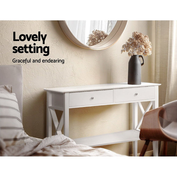 Artiss Console Table 2 Drawers 100CM White Chole - RnR Galore