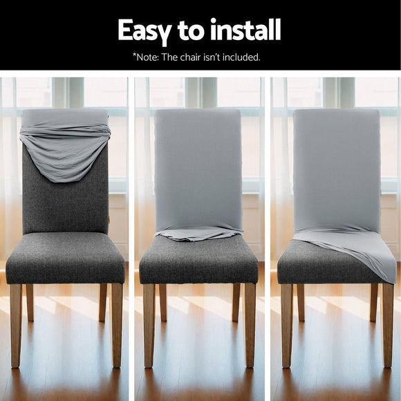 Artiss Dining Chair Covers 6x Slipcovers Spandex Stretch Banquet Wedding Grey - RnR Galore