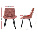 Artiss Dining Chairs Set of 2 Velvet Diamond Tufted Pink - RnR Galore