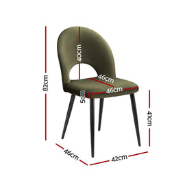Artiss Dining Chairs Set of 2 Velvet Hollow Green - RnR Galore
