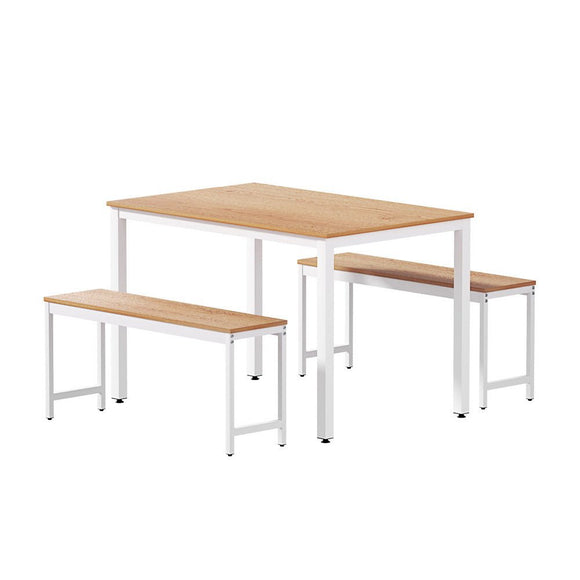 Artiss Dining Table and Chairs Set 3PCS Metal Desk Bench Sets Kitchen Furniture - RnR Galore