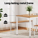 Artiss Dining Table and Chairs Set 3PCS Metal Desk Bench Sets Kitchen Furniture - RnR Galore