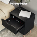 Artiss Double Bed Frame and Bedside Table Set Boucle Beige with Headboard Black Nightstand - RnR Galore
