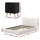 Artiss Double Bed Frame and Bedside Table Set Boucle Beige with Headboard Black Nightstand - RnR Galore