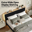 Artiss Double Bed Frame Upholstered Adjustable Headboard Mood Lighting Heavy Duty Black Velvet - RnR Galore