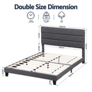 Artiss Double Bed Frame Upholstered Platform Base with Geometric Headboard Charcoal Grey Linen Wood Slats for Modern Bedroom Furniture Home Decor - RnR Galore