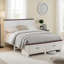 Artiss Double Wooden Bed Frame with 2 Drawer Platform Bed with 108cm Solid High Headboard White Bed Base for Bedroom Easy Assembly - RnR Galore