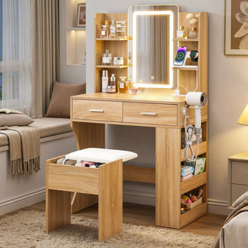Artiss Dressing Table LED Vanity Desk Set Stool Wood - RnR Galore