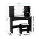 Artiss Dressing Table Set Stool 10 Led Bulbs Black Dulcea - RnR Galore